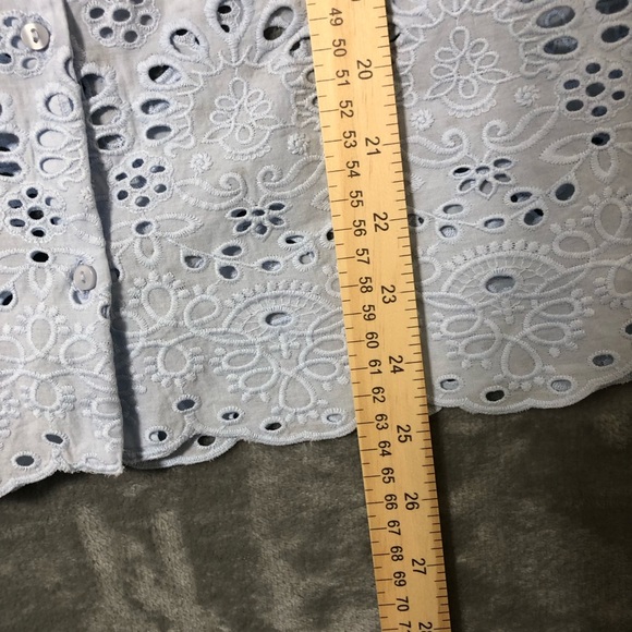 H&M Women Blouse Size 14 Embroidered Eyelet Scalloped Hem Cottagecore Boho - Picture 12 of 12